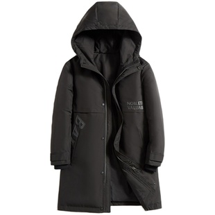 羽绒服男中长款冬季原创加厚加大码胖子外套潮牌放钻绒连帽防寒服