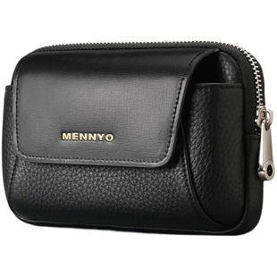 曼奴男穿皮带手机腰包迷你真皮男包手机包男袋休闲牛皮户外小背包