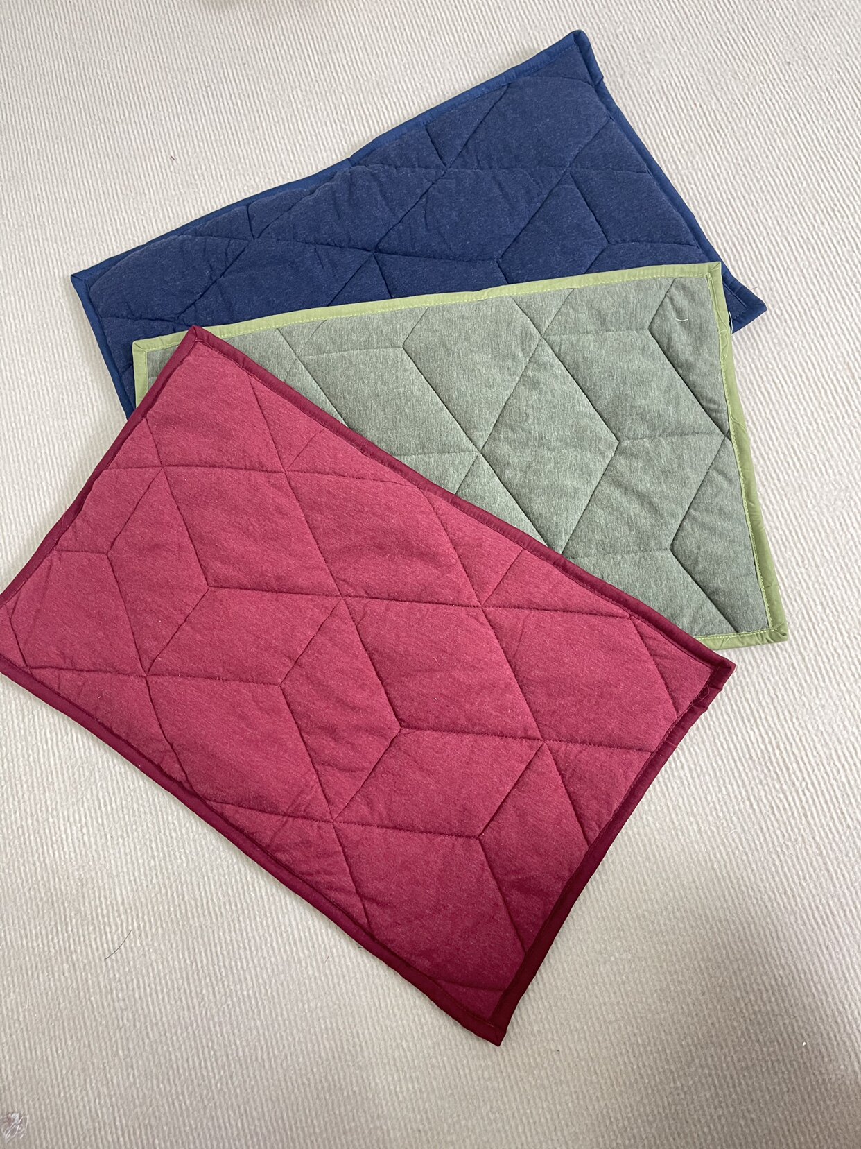 汗布菱形格子小枕套(30*50cm)一组发三个