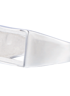 纯银光面马鞍方形男戒指空托配件