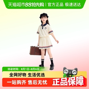 女童polo衫 2025新款 史努比童装 夏季 儿童织带运动服女大童短袖 套装