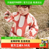 KK树宝宝吃饭围兜婴儿辅食罩衣防水饭兜幼儿园反穿衣一体式 防脏污