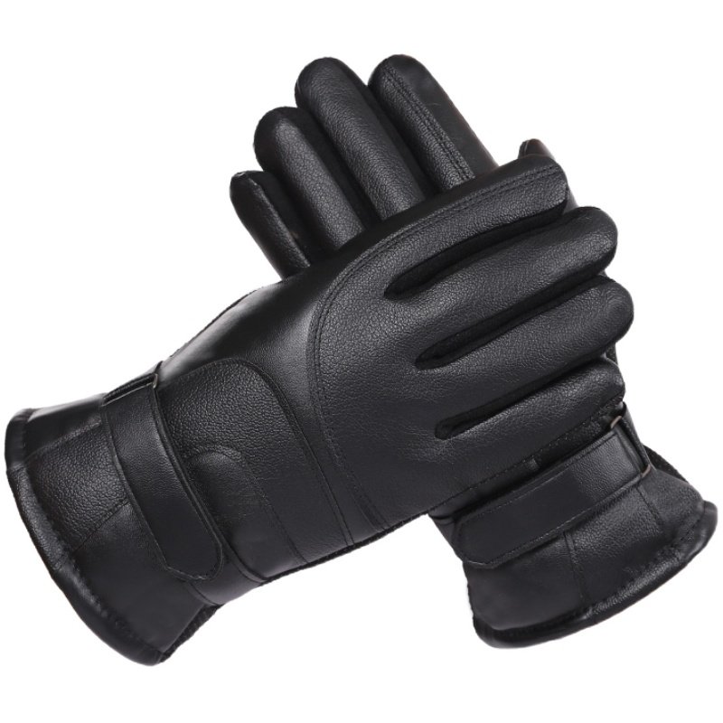 皮手套男女冬季骑行加绒保暖加厚防风学生触屏骑车骑摩托车棉手套
