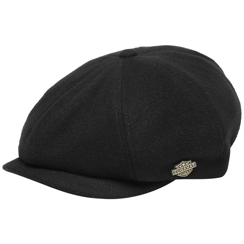 男冬季户外保暖贝雷帽纯色加厚