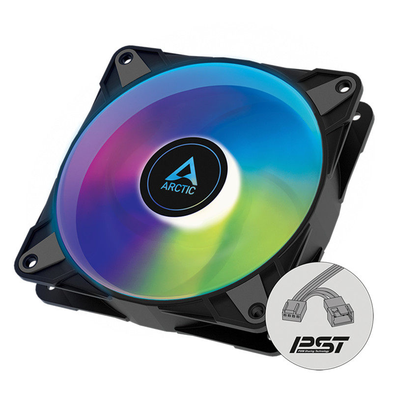 ARCTIC P12 PWM PST ARGB BLACK 3PACK 12CM CLIMATE CONTROL CASE COOLING FAN SET