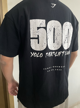 Gymshark健身jamal500破裂纹短袖运动全棉宽松透气健美T恤欧美码