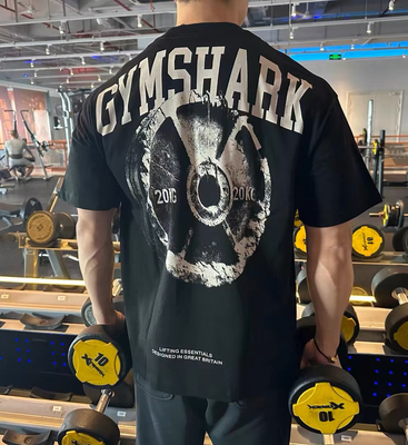 Gymshark杠铃片健身运动宽松短袖T恤男女吸汗透气上衣半袖欧美码