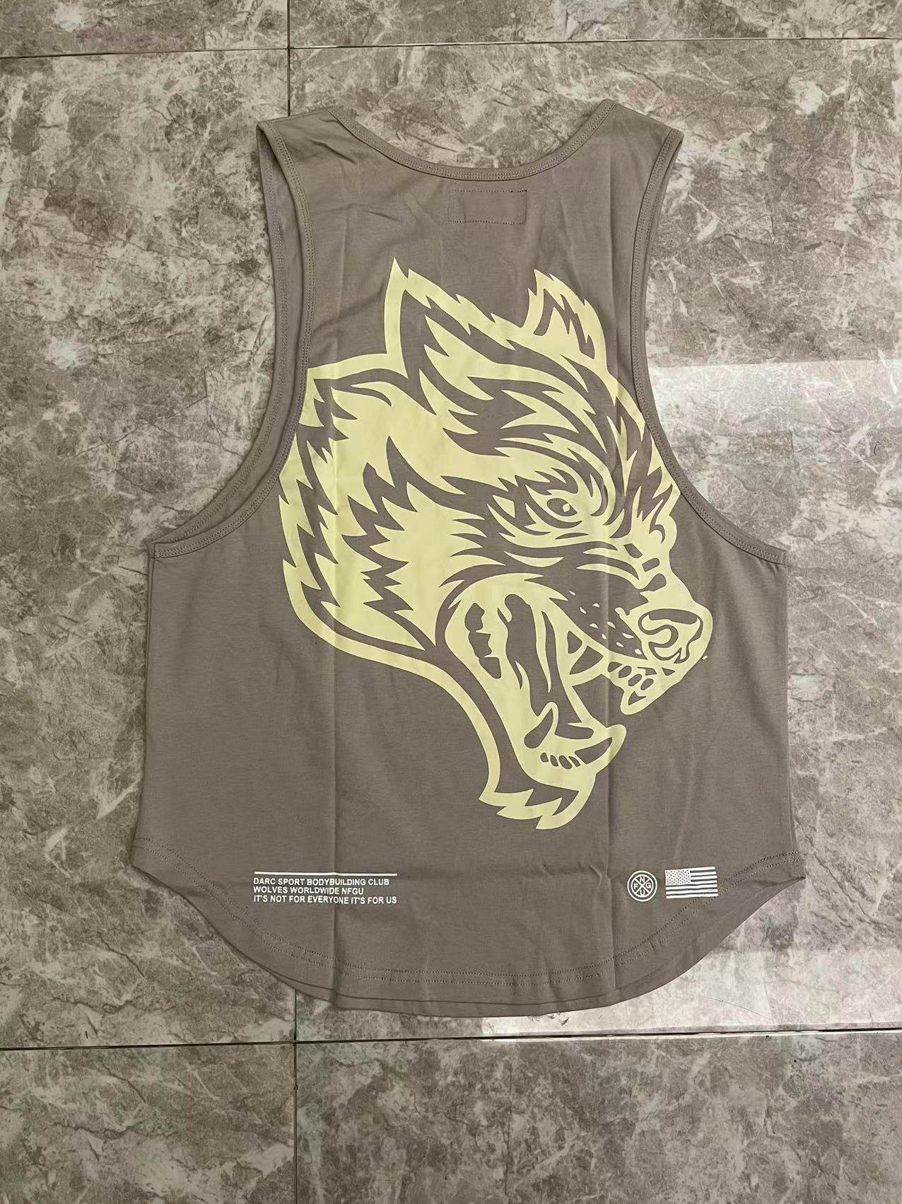 WOLF HEAD FITNESS SPORTS SWEAT-ABSORBING LOOSE SLEEVELESS EXHAUST SWEAT TANK TOP [EUROPEAN AND AMERICAN SIZE]