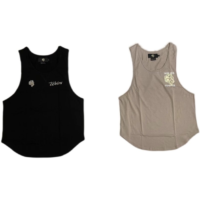 WOLF HEAD FITNESS SPORTS SWEAT-ABSORBING LOOSE SLEEVELESS EXHAUST SWEAT TANK TOP [EUROPEAN AND AMERICAN SIZE]