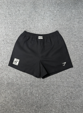 Gymshark全精梳格子布短裤神裤健身运动无弹全棉运动四分裤欧码