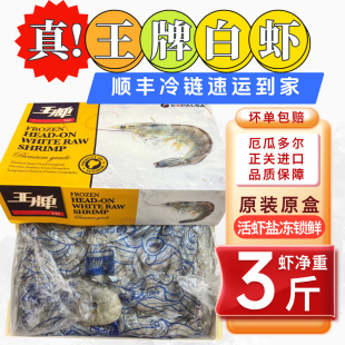 王牌盐冻大虾厄瓜多尔白虾原装进口南美对虾鲜活速冻虾老船长皇冠