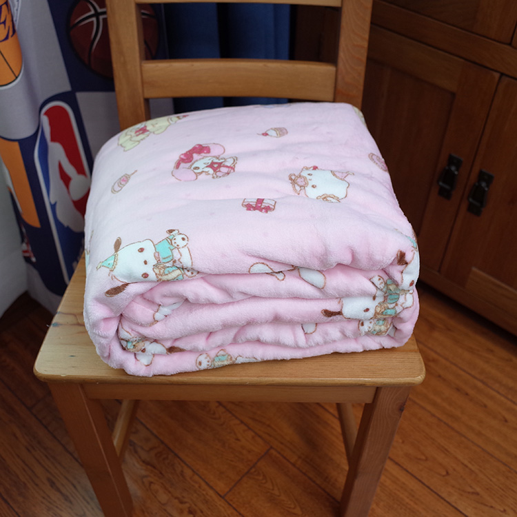 卡通粉色美乐蒂  双面法兰绒印花毛毯可铺床 单双人床盖毯