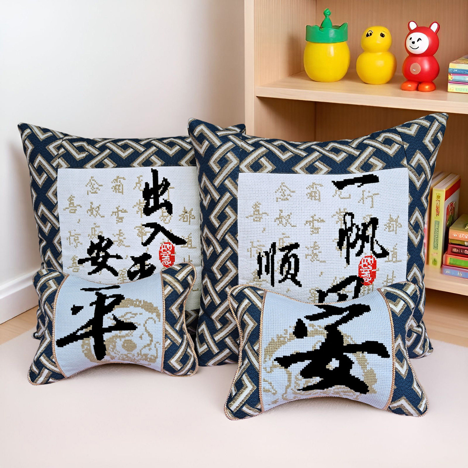 新款十字绣枕头套抱枕一对简单