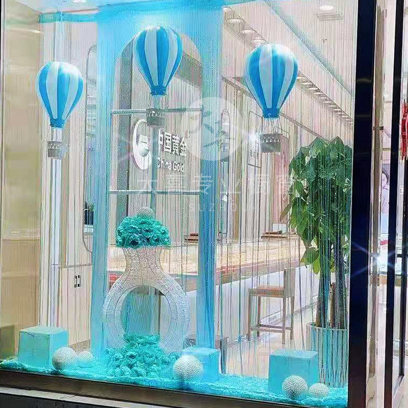 春季珠宝店橱窗装饰网红展示高级落地金店摆件陈列场景布置道具粉