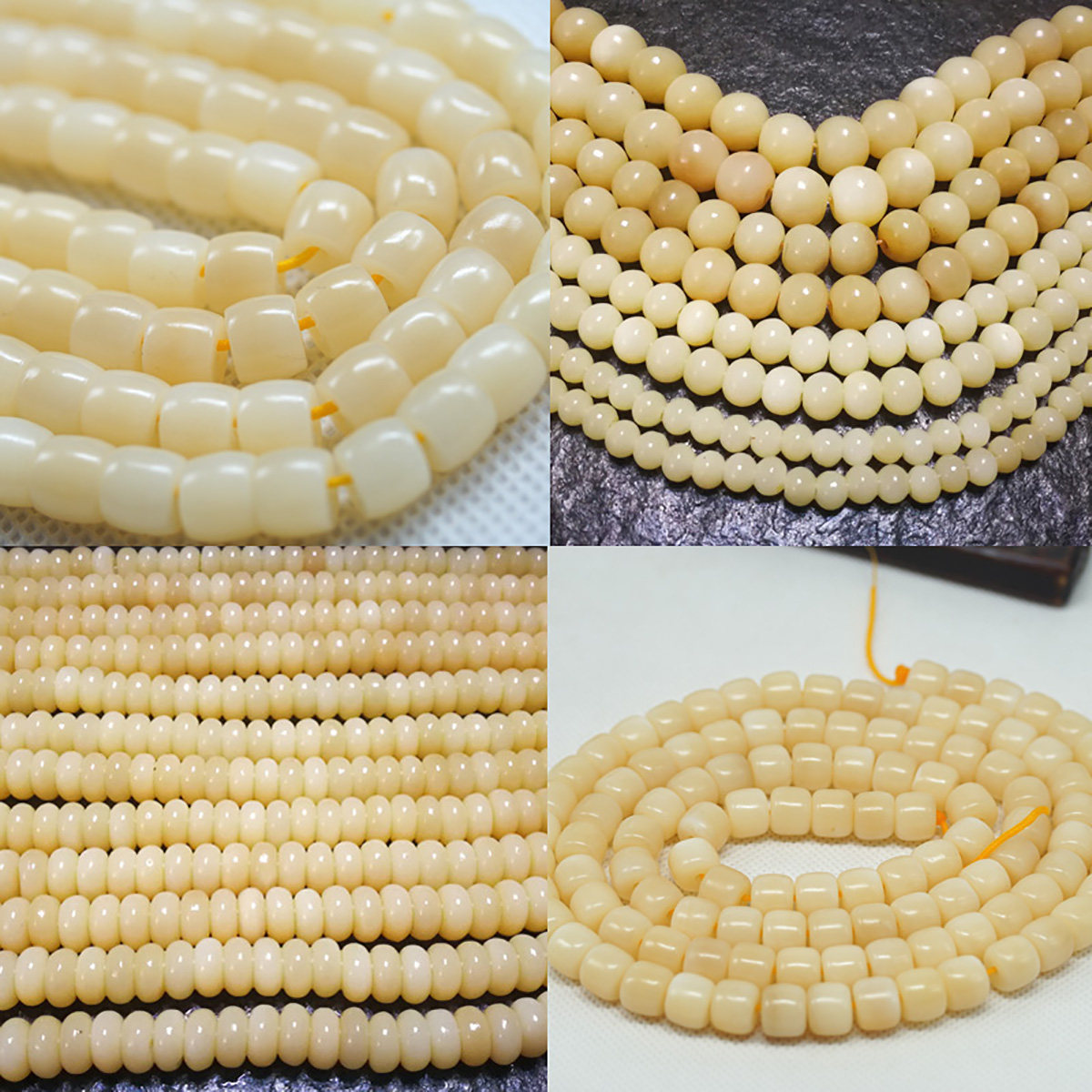 鹿骨108珠手串手链佛珠鸡油黄