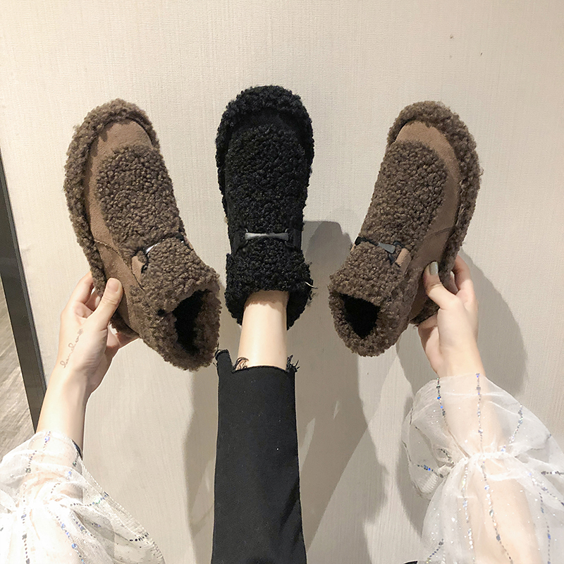 雪地靴女2020新款时尚百搭短靴平底短筒靴子皮毛一体加绒鞋子秋冬