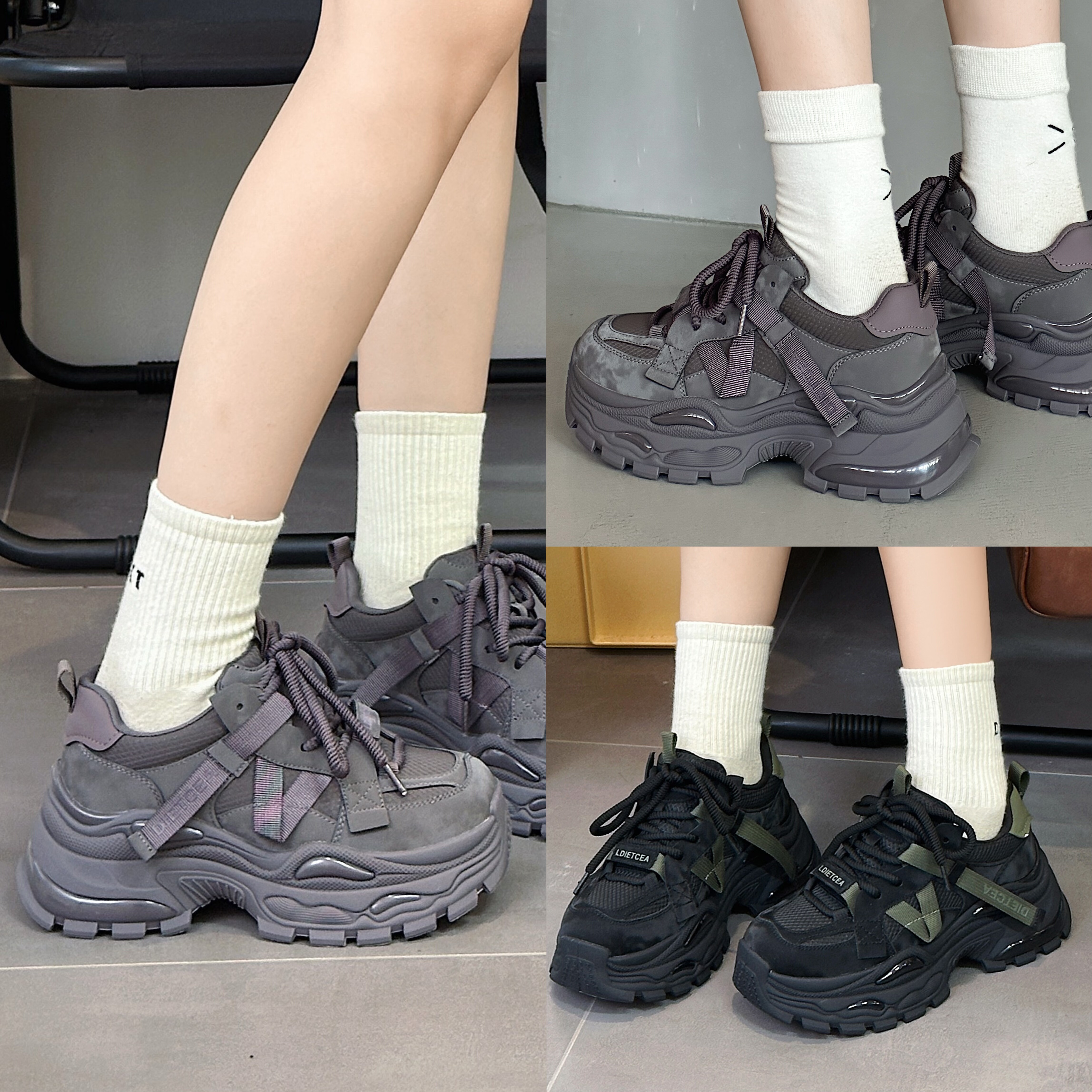 米兰2025秋冬真皮加绒厚底老爹鞋学生休闲运动鞋百搭软底增高女鞋