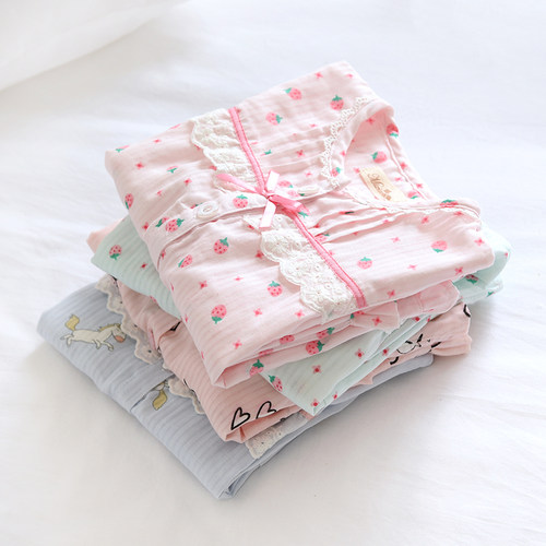 春夏纯棉纱布长袖长裤家居服女童