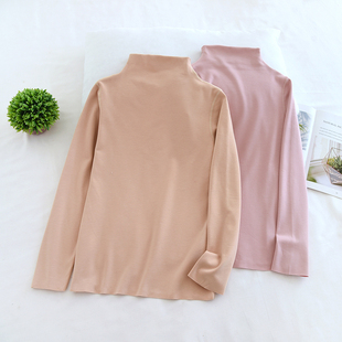 女士秋冬德绒保暖内衣纯色打底衫 上衣自发热无骨接缝秋衣随意裁