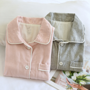 日式 男女童无侧缝家居服 无印风纯色睡衣儿童春秋纯棉磨毛绒布长袖