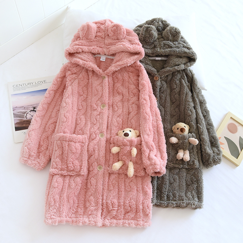 儿童睡袍法兰绒保暖秋冬