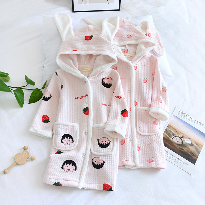 女童春秋纯棉空气层三层夹棉可爱丸子睡袍全棉宝宝家居袍儿童浴袍,童装/婴儿装/亲子装,家居袍/睡袍,淘宝优惠券,粉丝福利购,淘宝优惠卷