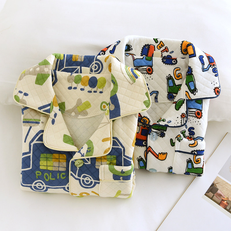 儿童秋冬新款纯棉空气层睡衣套装宝宝全棉可爱卡通男童卡通家居服