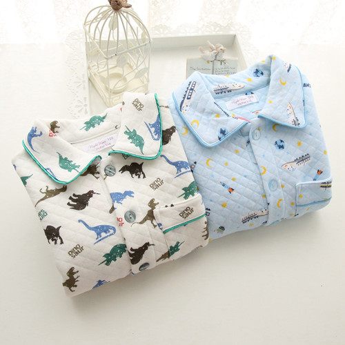 儿童秋冬加厚保暖纯棉空气层睡衣