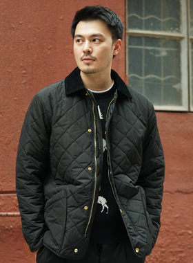 清仓特价维托摩瑞英伦复古商务日常绗棉服夹克菱格绗缝外套