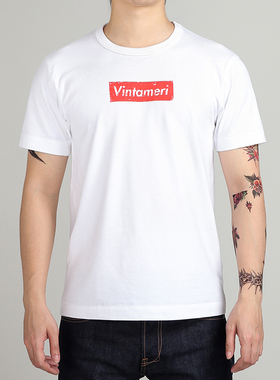 清仓特价维托摩瑞男美式复古印花T恤阿美咔叽短袖修身打底夏季