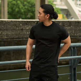 微瑕特价维托摩瑞 纯棉短袖重磅t恤男基础百搭正肩圆领上衣