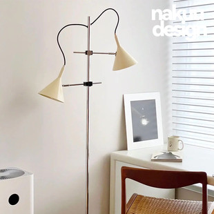中古法式奶油风双鱼客厅落地灯卧室床头书房可调节简约复古氛围