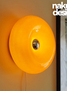 网红中古ins风旺布利甜甜圈壁灯卧室触摸橘色包豪斯床头灯氛围灯