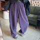 studio2025韩版 时尚 休闲百搭宽松摇粒绒弯刀裤 25Ann 紫色卫裤