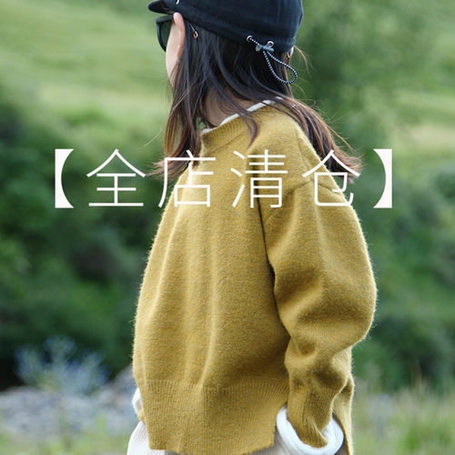 闭店清仓 Buton 女童男童毛衣假两件羊毛衫时尚保暖内搭亲子装
