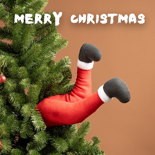 Christmas圣诞老人创意圣诞树装饰搞怪精灵腿场景布置玩偶娃娃