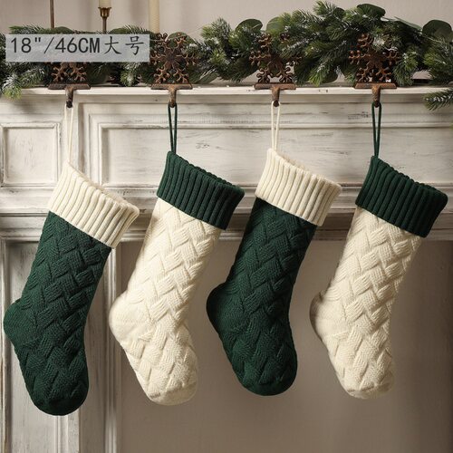 christmas stockings粗线袜子针织圣诞袜子礼物袋麻花辫拍照道具