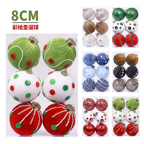 Christmas圣诞节装饰品 ins精致包布泡沫球圣诞球套装 圣诞树挂件