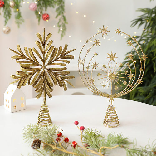 Christmas圣诞树顶星铁艺镂空雪花圣诞树装饰品摆件圣诞节树顶星