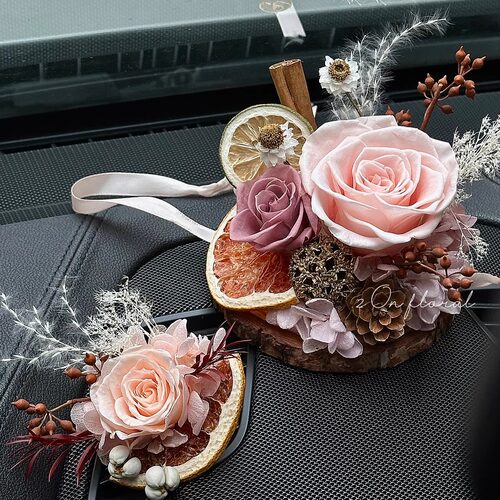永生玫瑰花肉桂柠檬车载香薰摆件