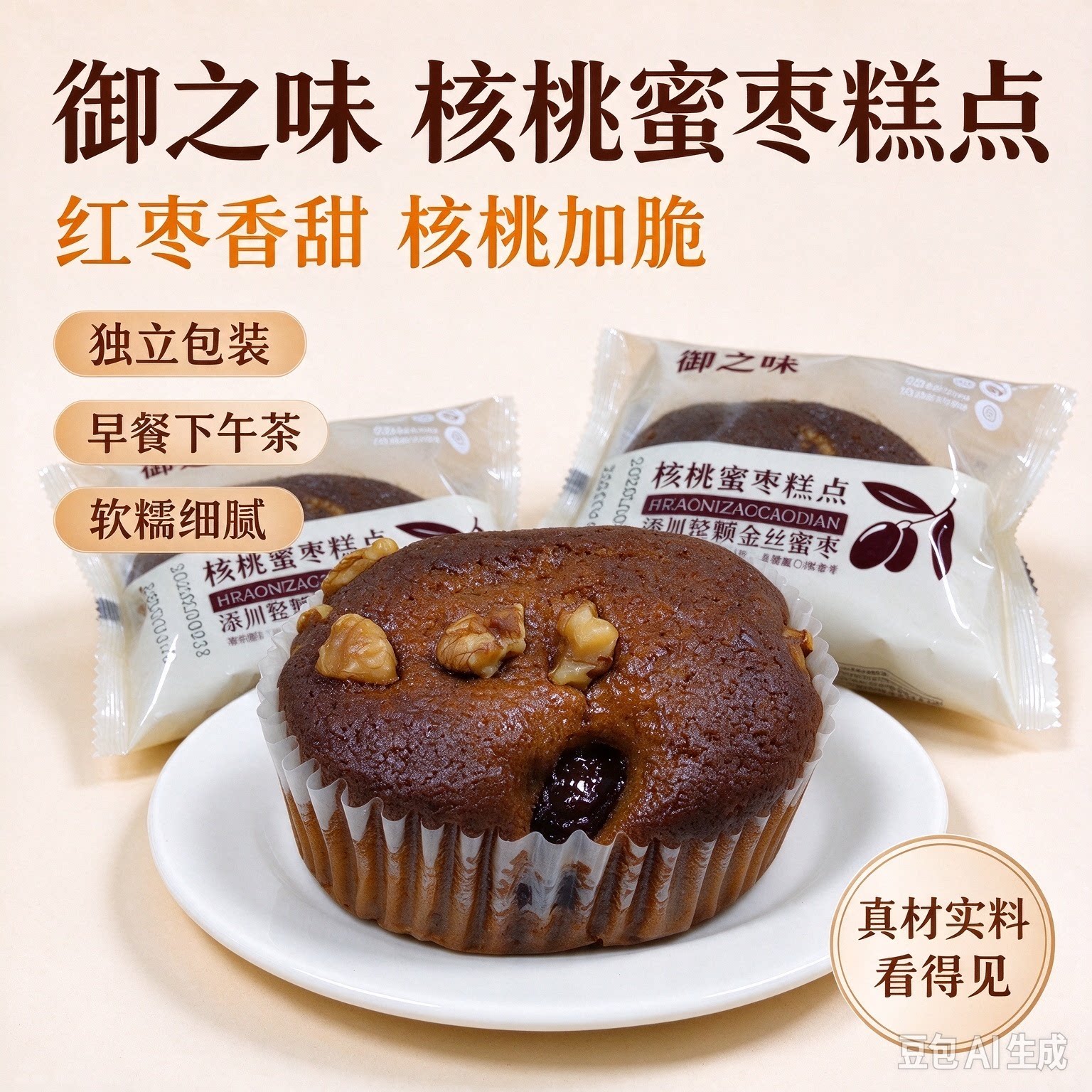 御之味蜜枣核桃蛋糕软糯细腻独立包装早餐下茶传统西式糕点