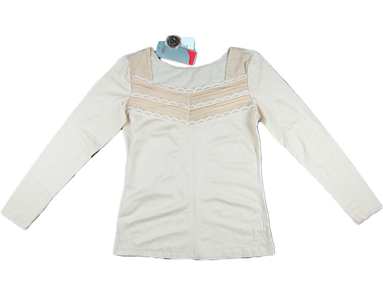 皎荷 女士秋衣秋裤棉蕾丝方领保暖内衣 打底衫莫代尔低领长袖套装