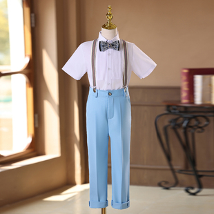 男童礼服背带套装演讲唱歌合唱表演服生日男孩主持人钢琴演出服冬