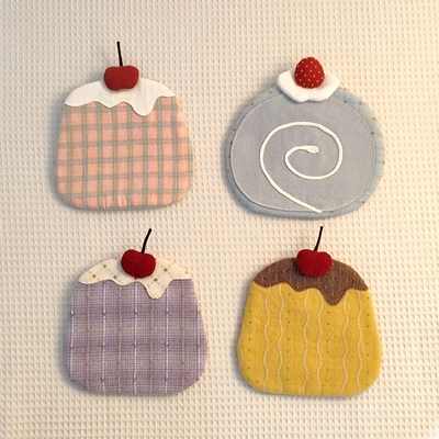 【甜品系列】沈小丹原创手作杯垫 小蛋糕布丁巴巴露亚可露丽