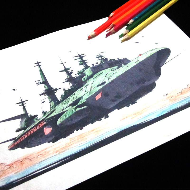 航空母舰涂色本军舰涂色画战舰涂鸦玩具幼儿童3-6岁宝宝手绘画本