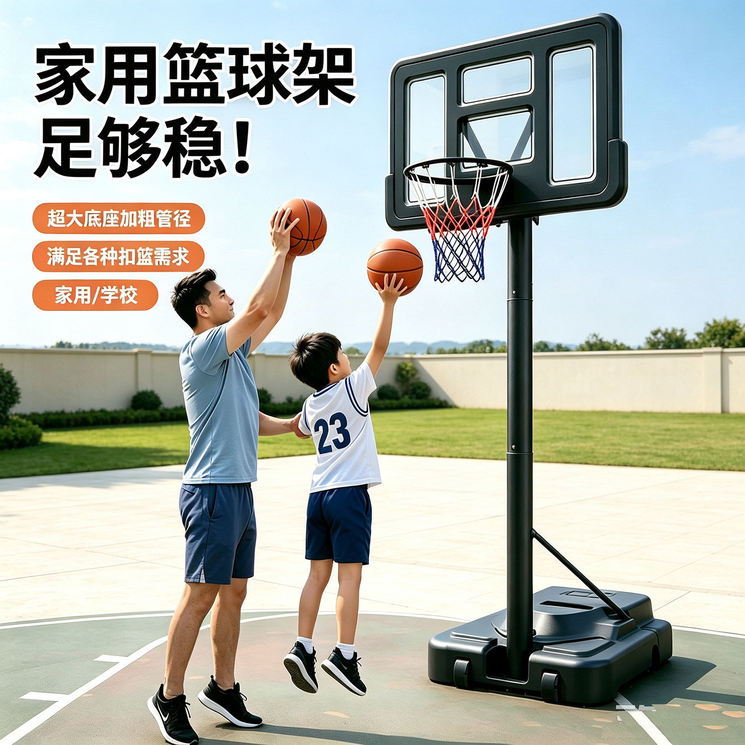领跑虎儿童可升降室内外篮球架图片