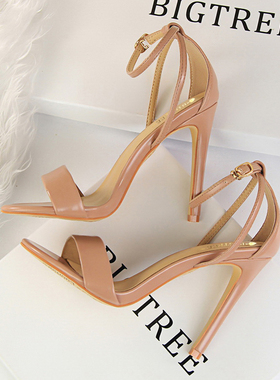 凉鞋女士新款细跟百搭一字带高跟鞋气质名媛法式性感夏季精致高级