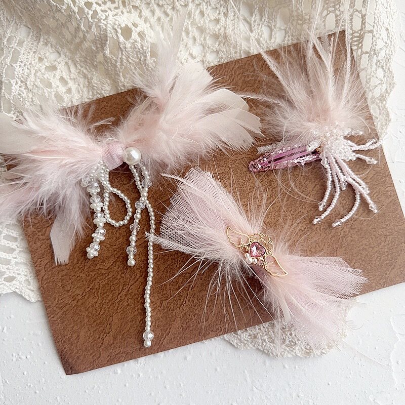 仙气流苏珍珠蝴蝶结发夹儿童头饰