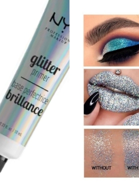 现货美国NYX glitter primer眼部打底乳膏眼唇两用闪亮片眼影显色
