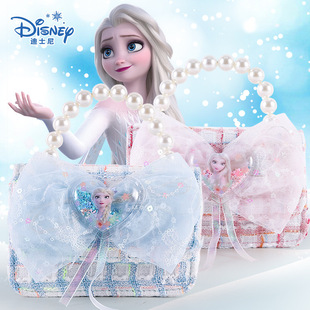 迪士尼艾莎儿童斜挎包小香风小女生爱莎公主闪灯包女孩手提包网红